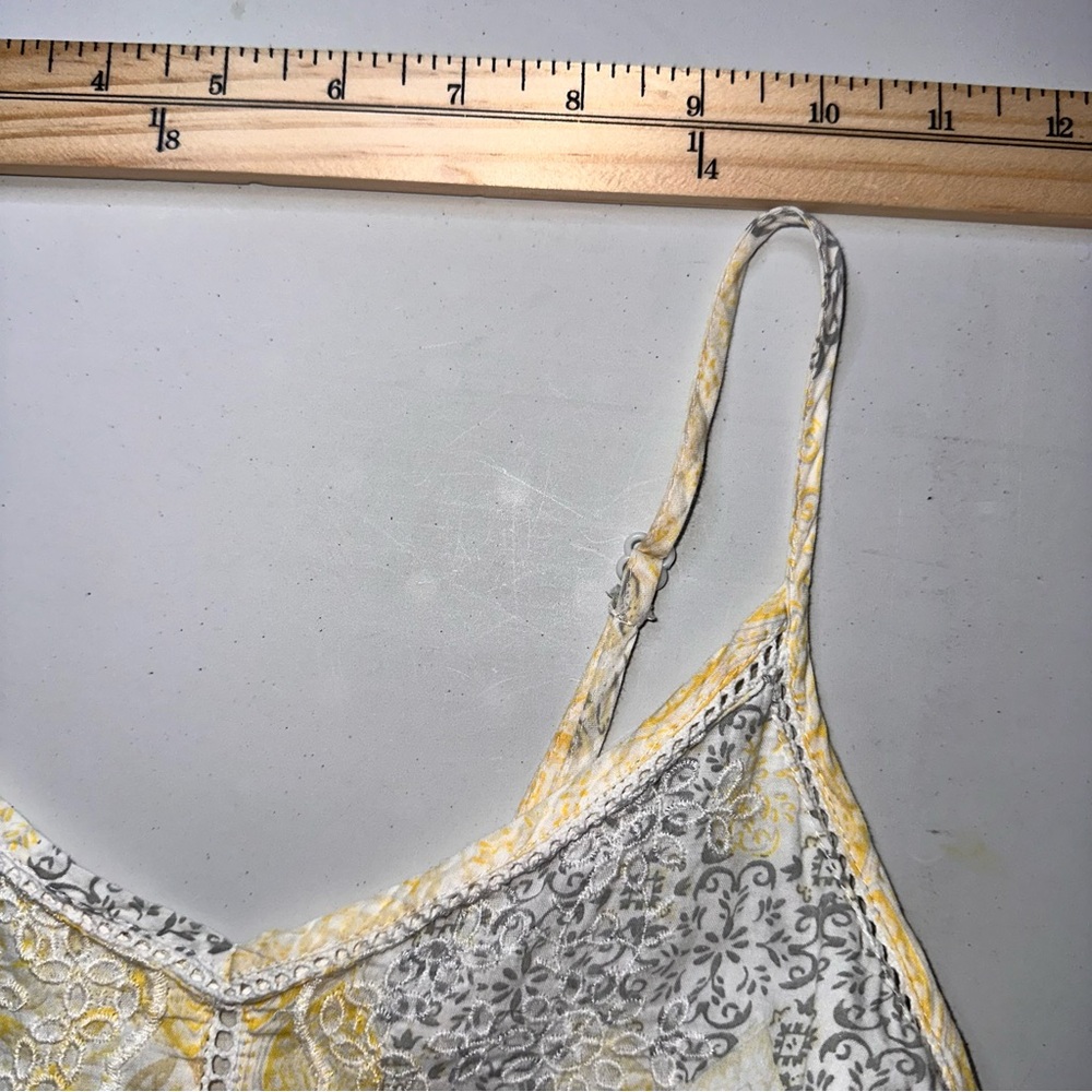 Rachel Zoe Dress Sz Sm? Yellow Eyelet Lace Detail Midi Prairie Cottage Core Boho - Picture 7 of 14